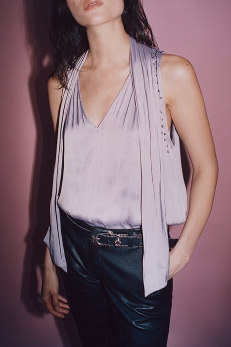 LAVENDER FLOWING TOP WITH NECK TIE LAVANDE 6