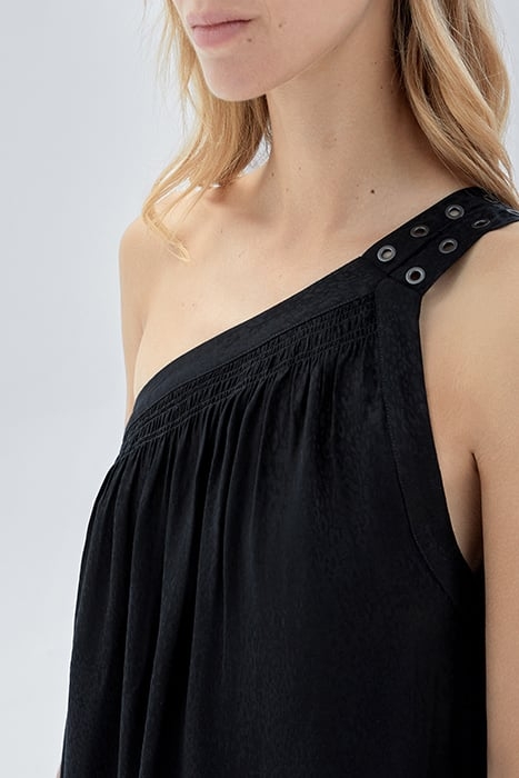 PURE EDITION- BLACK LONG ASYMMETRIC DRESS BLACK 4