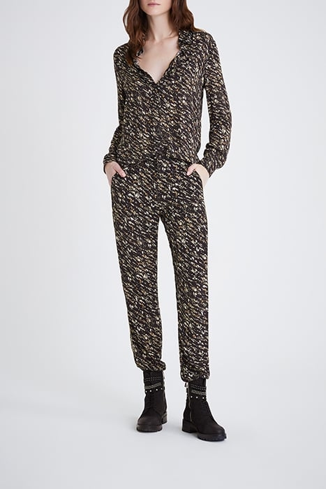 BLACK FUSAIN PRINT FLOWING TROUSERS BLACK 3