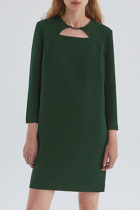 GREEN DRESS WITH METAL CHAIN ON FRONT TREE 1