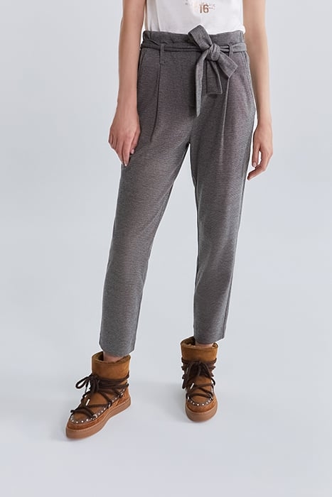 GREY SEMI-PLAIN 7/8 HIGH-WAIST SLIM SUIT TROUSERS GREY 1