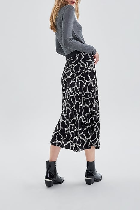 BLACK MIDI SKIRT WITH ECRU LETTERING BLACK 4