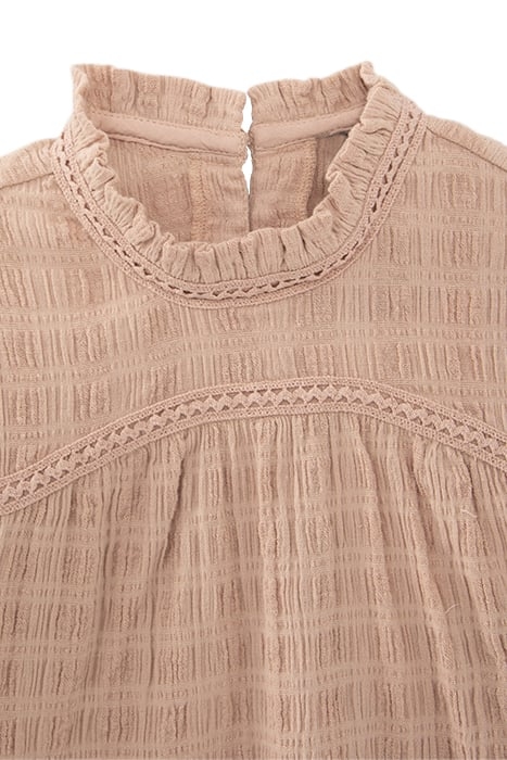 GIRLS’ PINK WAFFLE BLOUSE WITH TULLE COLLAR BLUSH 3