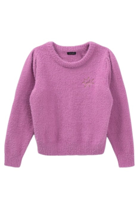 GIRLS’ DARK PINK KNIT SWEATER WITH EMBROIDERY PINK 1