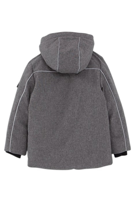 BOYS’ GREY PARKA WITH NEON GREEN LINING GREY 2