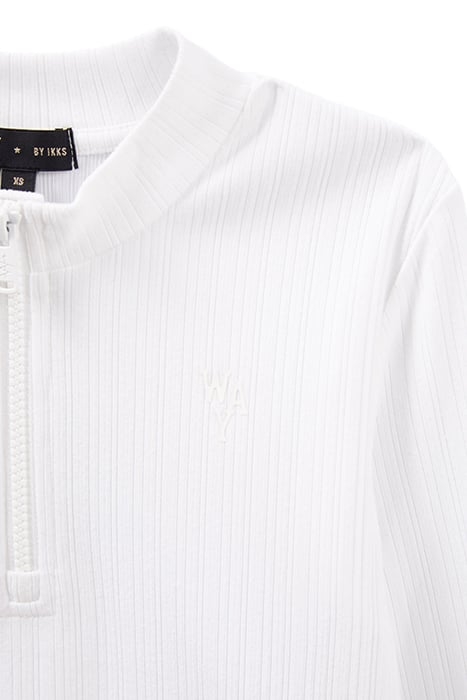 GIRLS' OFF-WHITE ZIPPED RIBBED T-SHIRT OFF-WHITE 4