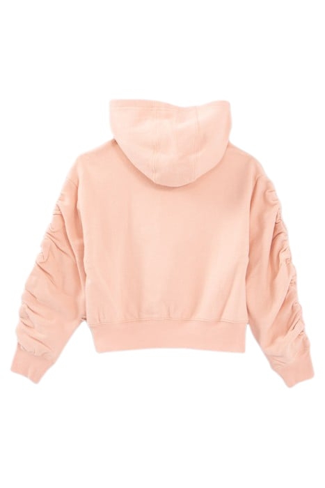 GIRLS’ KHAKI HOODIE WITH GATHERED CUFFS PINK 2
