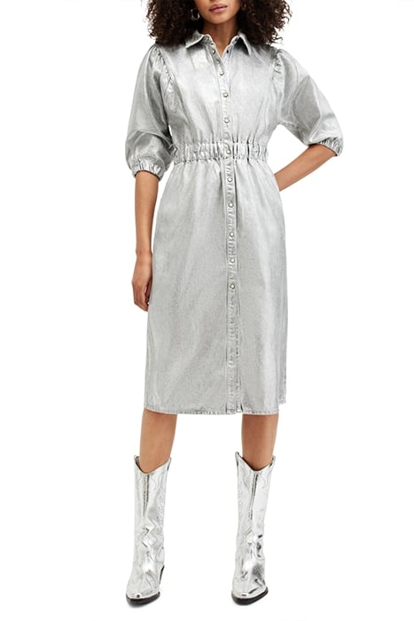 OSA DENIM DRESS METALLIC SILVER 2