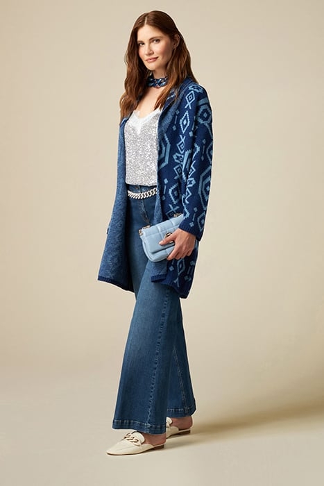 ECO FRIENDLY FLARED JEANS WITH JEWEL BUTTONS BLUE 1