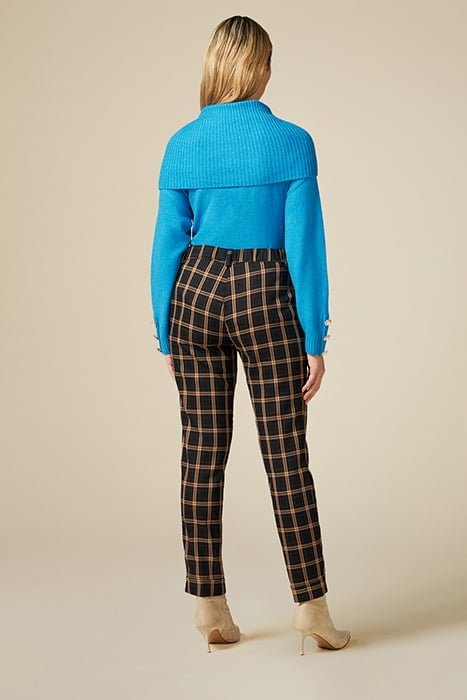 CHEQUERED STOVEPIPE TROUSERS BLACK 2