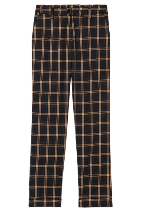 CHEQUERED STOVEPIPE TROUSERS BLACK 1