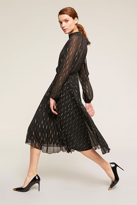 PLEATED DRESS IN FIL COUPÉ WEAVING BLACK 4