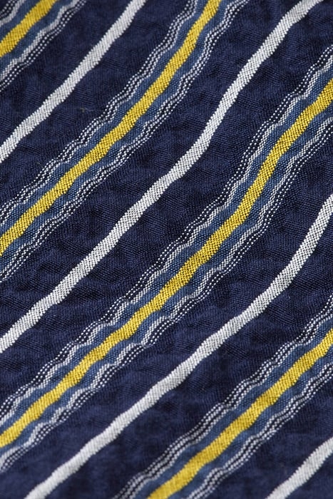 LONGER LENGTH - YARN-DYED STRIPE SEERSUCKER SHORTS NAVY/ WHI 3