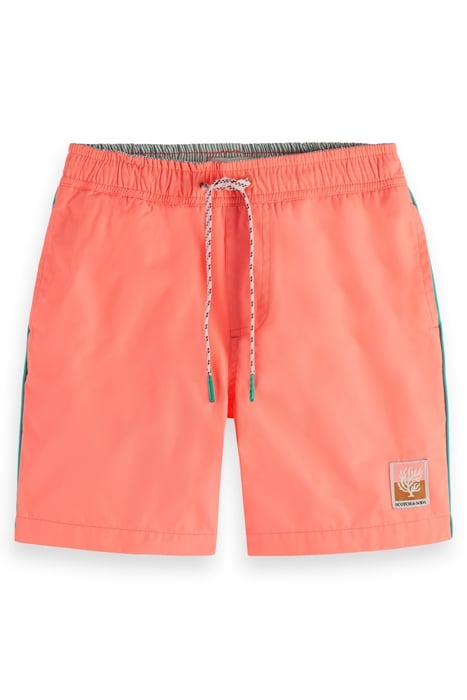 SHORT-LENGTH - PLACED EMBROIDERY SWIMSHORTS NEON CORAL 1
