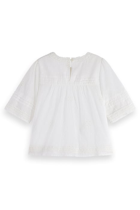 BRODERIE ANGAISE & CLIP JACQUARD TOP OFF WHITE 2
