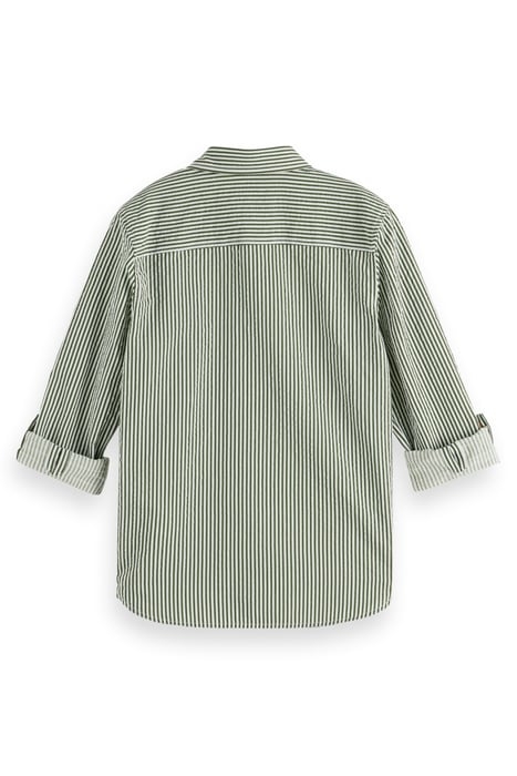 REGULAR-FIT - PRINTED STRIPE SEERSUCKER SHIRT SEAWEED GREEN  2