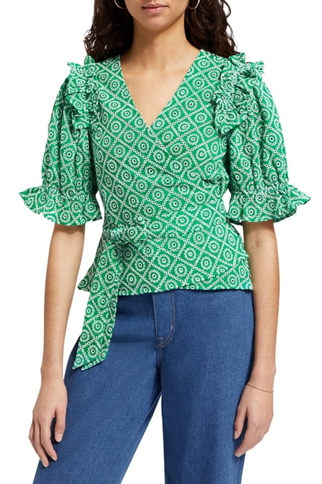 WRAP TOP WITH BRODERIE ANGLAISE GREEN BRODERIE ANGLAISE 1