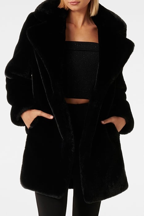 IGGY LONGLINE FUR COAT BLACK 1