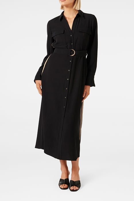 ELANI SIDE STRIPE SHIRT DRESS BLACK 1