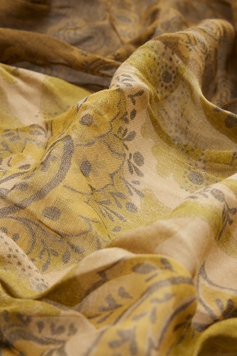 MIXED PAISLEY PATTERN PRINTED SCARF MAYAN GOLD 3