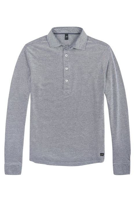 STONE | LONGSLEEVE PIQUÉ POLOSHIRT NAVY WHITE MELANGE 1