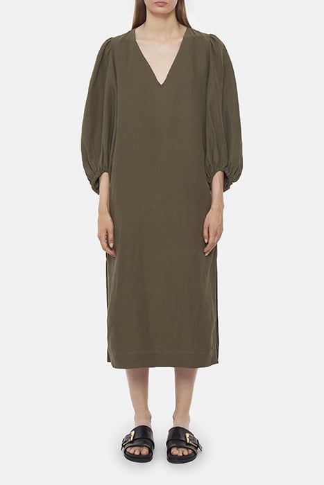 PUFF SLEEVE DRESS ARMY GREEN 1