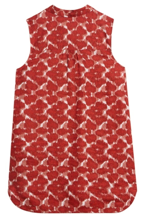 EVELYN SLEEVELE LINEN TUNIC RED PRINTED 3