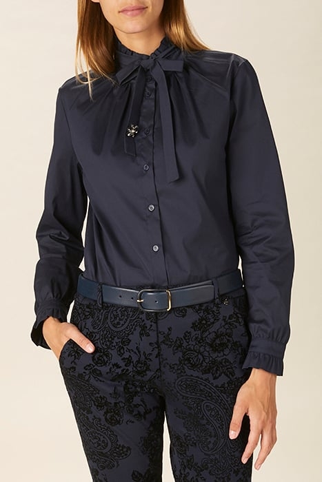 COTTON BOW TIE SHIRT IN BLUE 1