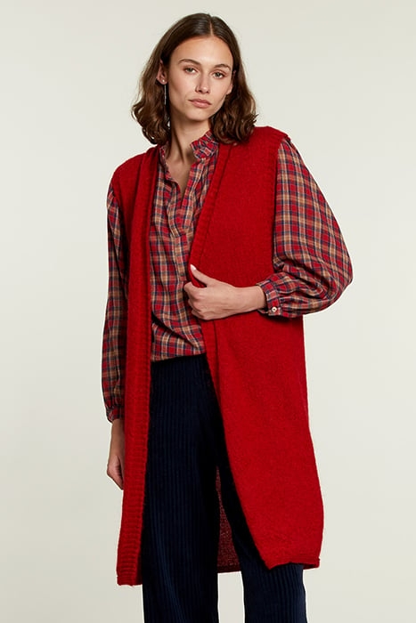 RED SLEEVELESS CARDIGAN 1