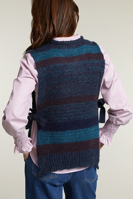 BURGUNDY BLUE STRIPED CREW NECK SWEATER 2