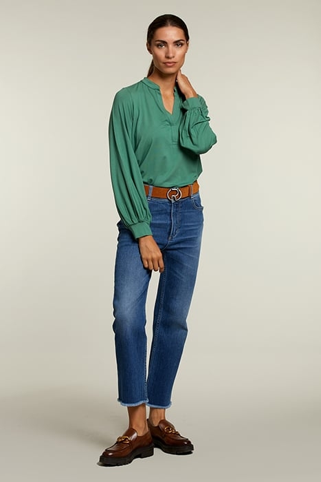 GREEN V-NECK T-SHIRT BALLOON SLEEVES 3