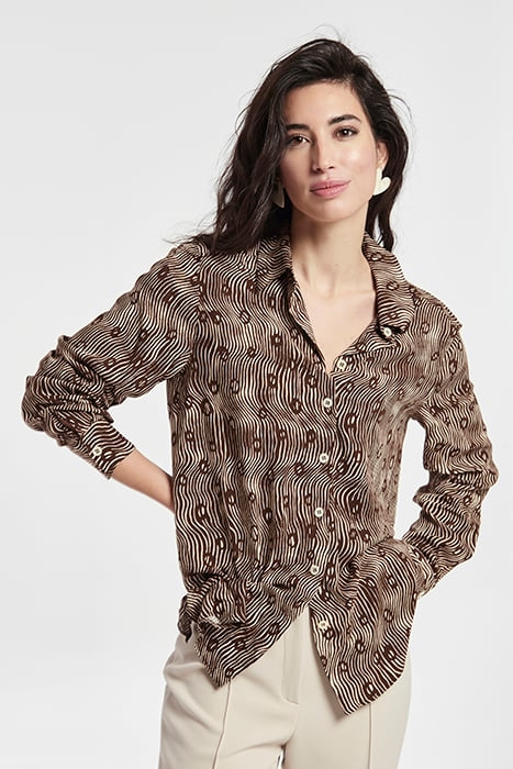 PRINTED VISCOSE BASIC GADEA SHIRT BROWN 1