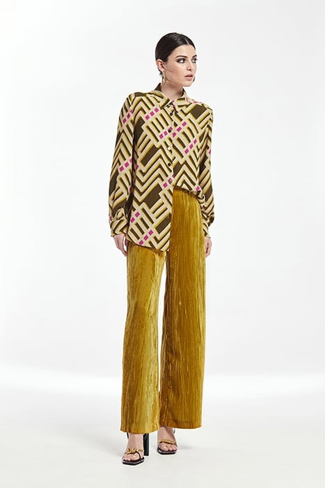 PRINT VISCOSE BASIC SHIRT GREEN 1