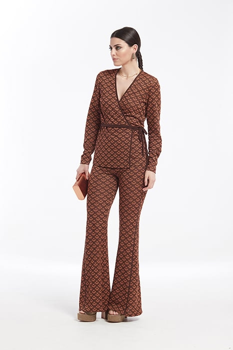 PRINTING LUREX KNITWEAR ZOTA FLARED TROUSERS BROWN 3