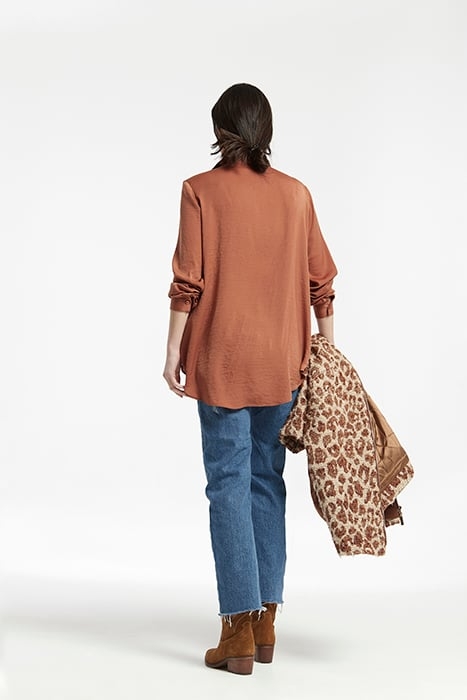 WHASHED SATIN OVERLAY GERMAN SHIRT TERRACOTTA 3