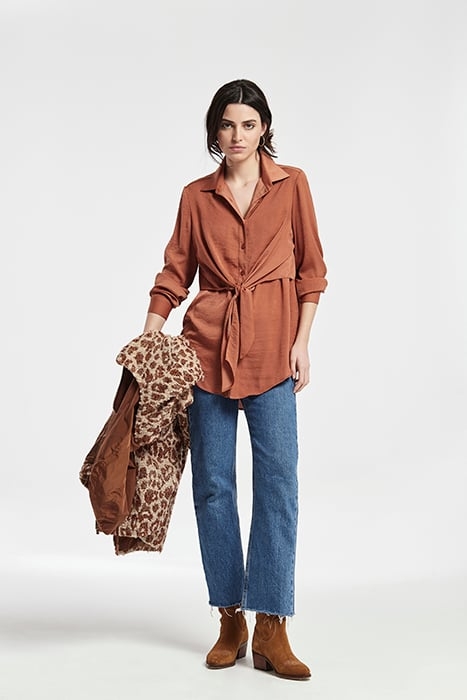 WHASHED SATIN OVERLAY GERMAN SHIRT TERRACOTTA 2