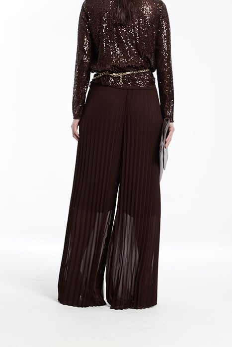 CHIFFON ASISA PLEATED TROUSER BROWN 2
