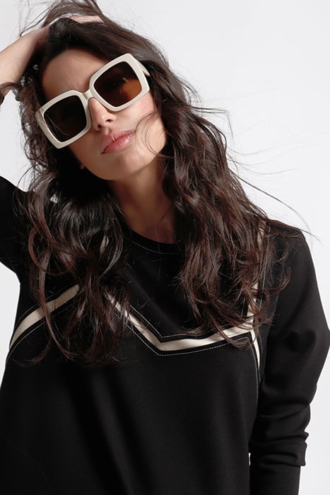 LIGHT PONTE DI ROMA KNIT INTARSIA BABUA DRESS BLACKSAND 2