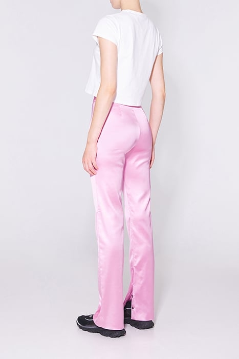 BUBBLE GUM PINK STRAIGHT-CUT SATIN-EFFECT SUIT PANT 2