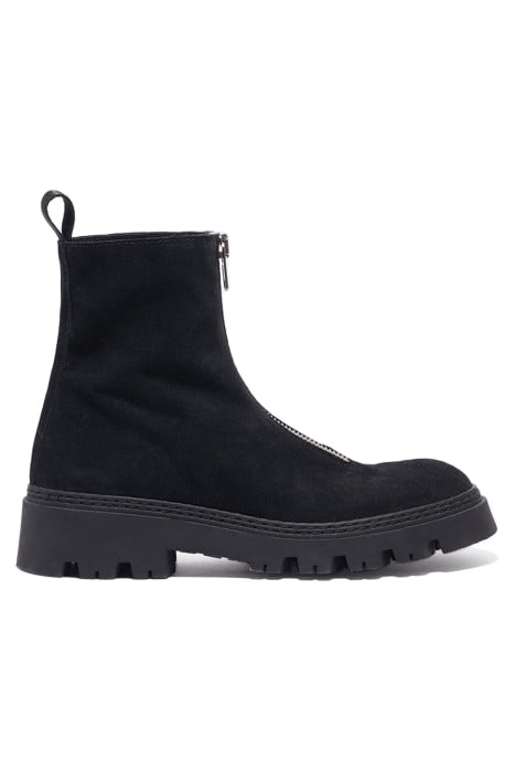 BLACK SPLIT LEATHER ANKLE BOOT 1