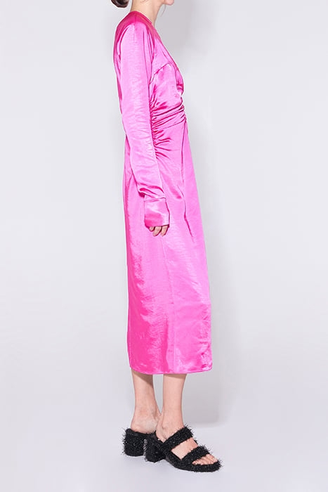 FUCHSIA SATIN MIDI DRESS 4