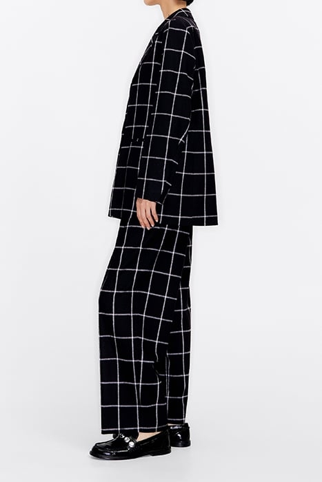 BLACK CHECKED A-LINE BLAZER 4