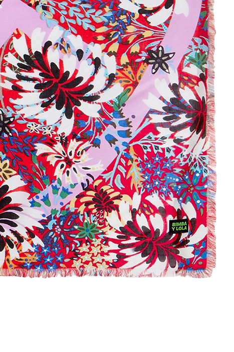 RED FLORAL LOGO SHAWL 2