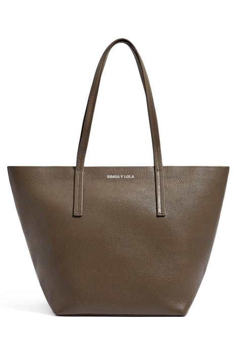 L TAUPE LEATHER SHOPPER BAG 1