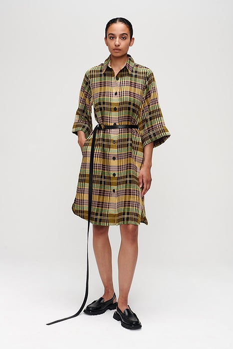 DOOR CHECKED DRESS MOSS 1