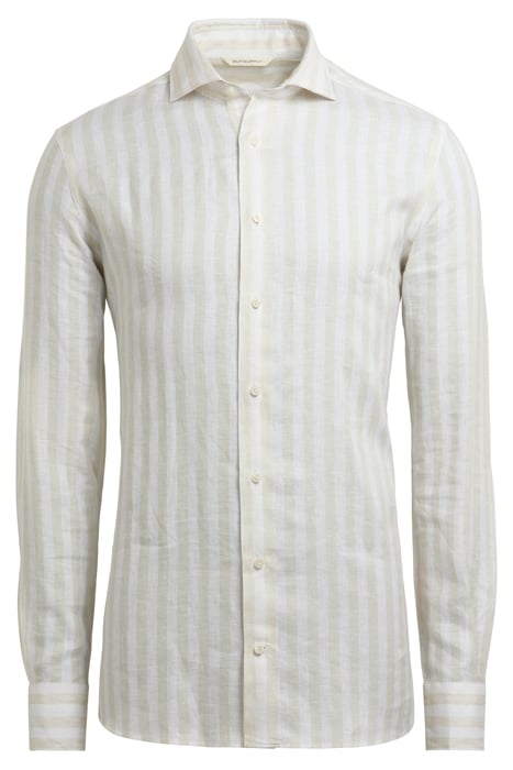 LIGHT BROWN STRIPED SLIM FIT SHIRT 4