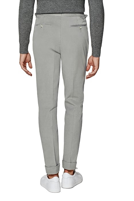 GREY TWILL SLIM LEG TAPERED TROUSERS 2