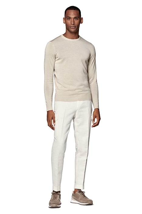 WHITE WIDE LEG TAPERED TROUSERS 3