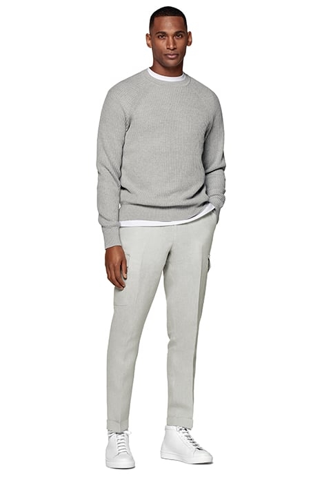 LIGHT GREY WIDE LEG TAPERED TROUSERS 3