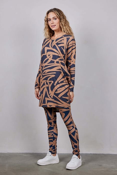 COMFY LOOSE DRESS 3/4 SLEEVE PRINT DARKBLUE WITH SCRIBBLE PR 2